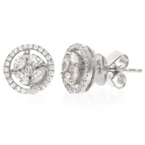 Diamond Stud Earrings, 18K White Gold