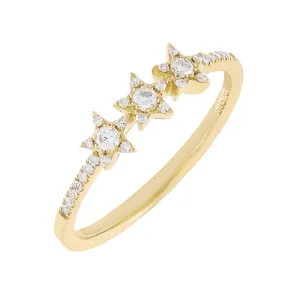 Diamond Triple Star Ring 14K