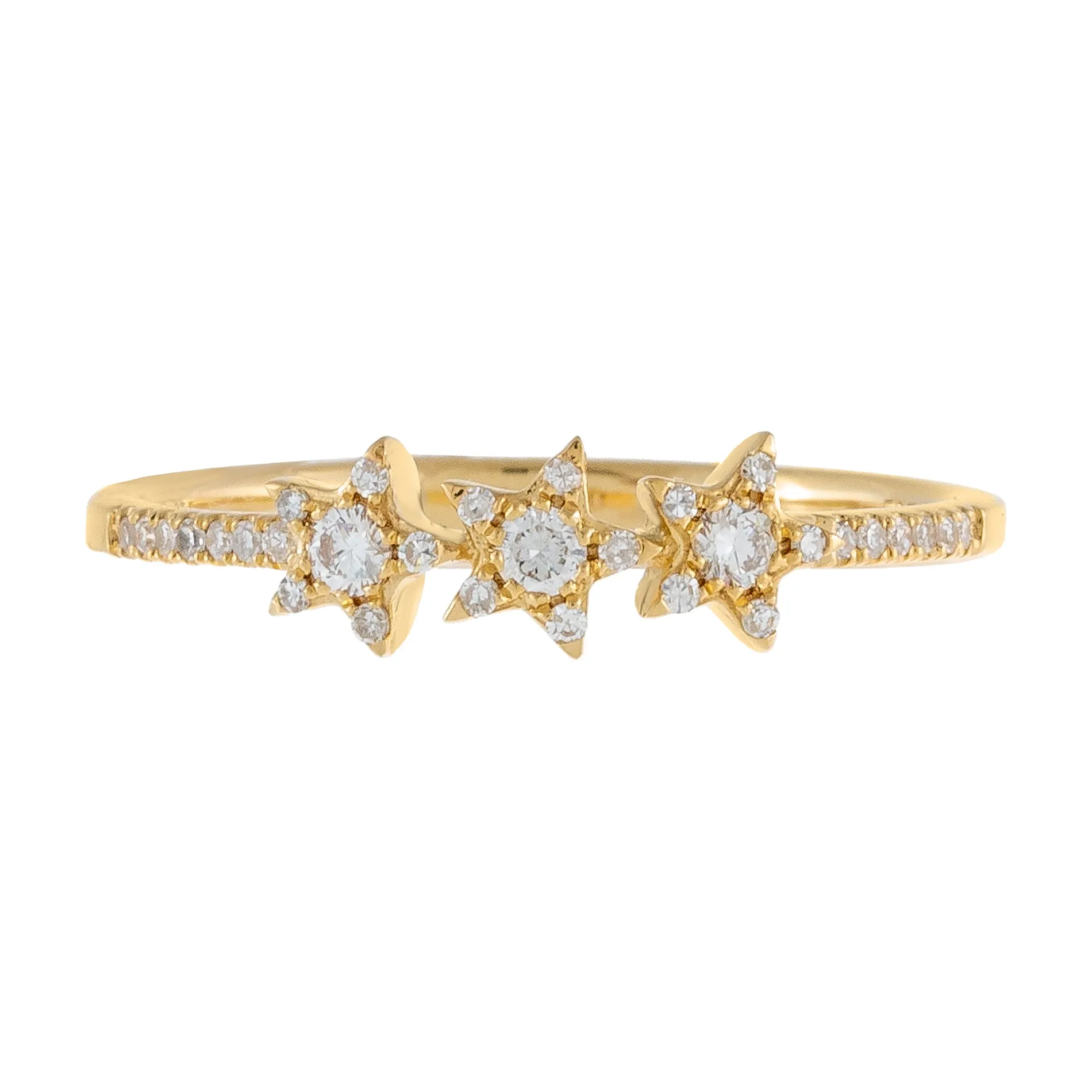 Diamond Triple Star Ring 14K