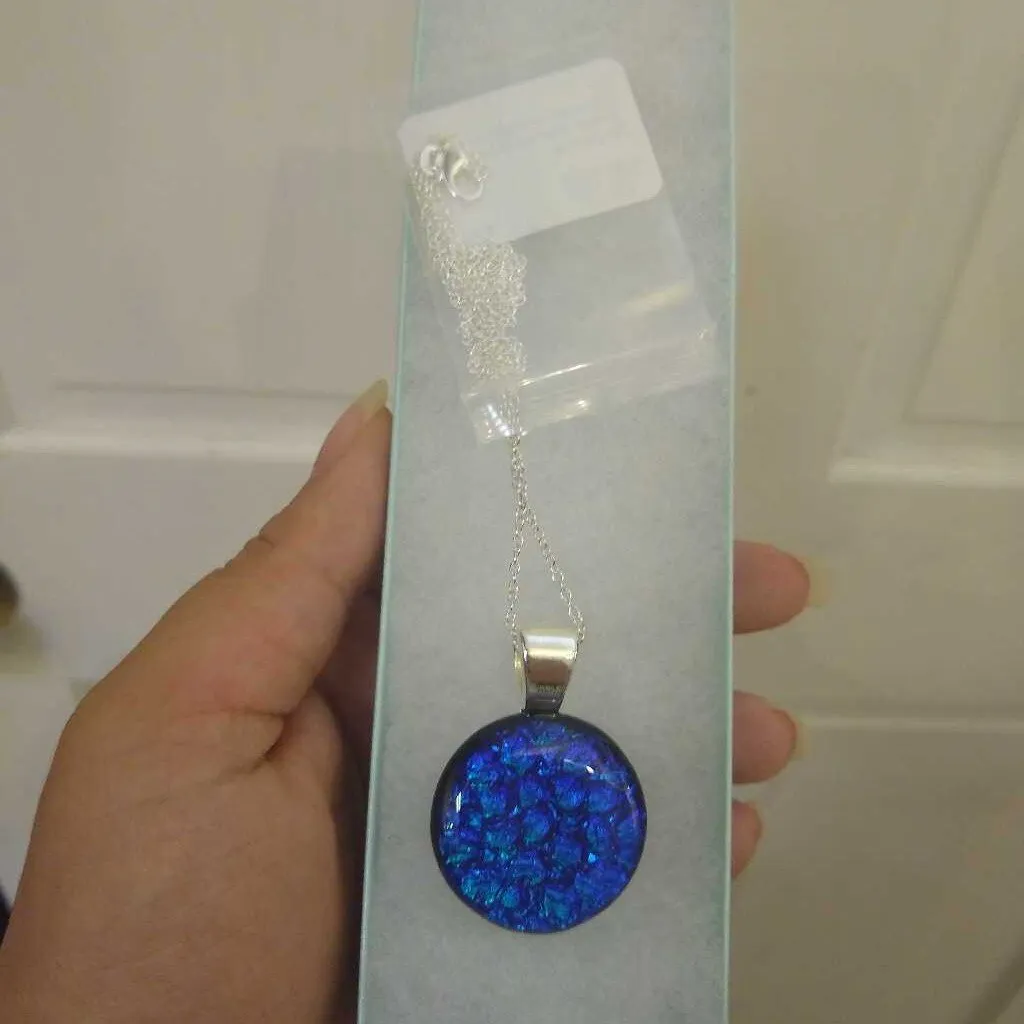 Dichroic Pendants with Silver Plated Bail and Necklace