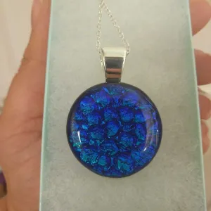 Dichroic Pendants with Silver Plated Bail and Necklace