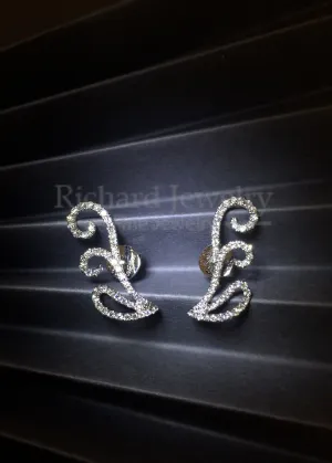 Double-waves Diamond Earrings