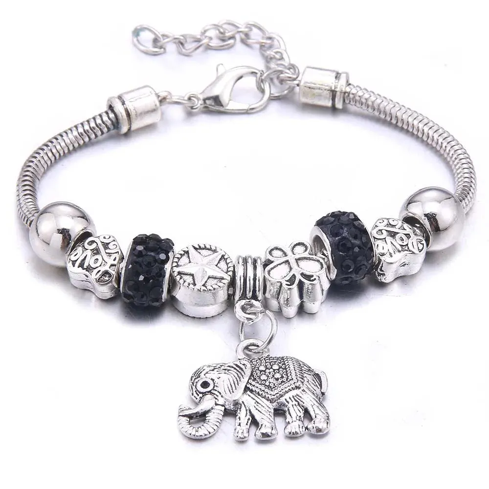 dragonfly owl Shape Crystal Charm Bracelets Beads Bracelet Women DIY Beads Brand Bracelets & Bangles Jewelry Gift