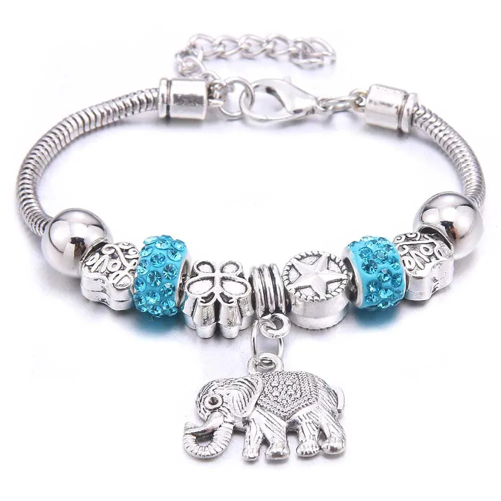 dragonfly owl Shape Crystal Charm Bracelets Beads Bracelet Women DIY Beads Brand Bracelets & Bangles Jewelry Gift