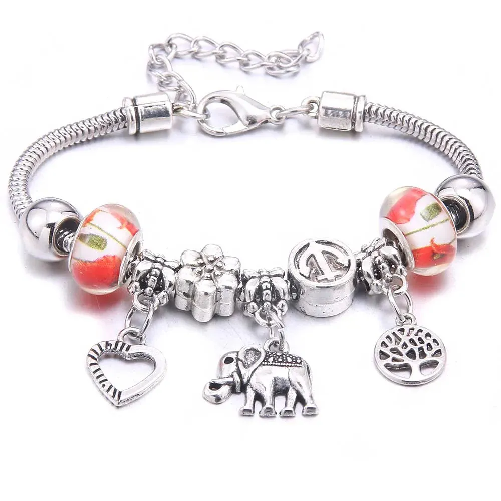 dragonfly owl Shape Crystal Charm Bracelets Beads Bracelet Women DIY Beads Brand Bracelets & Bangles Jewelry Gift