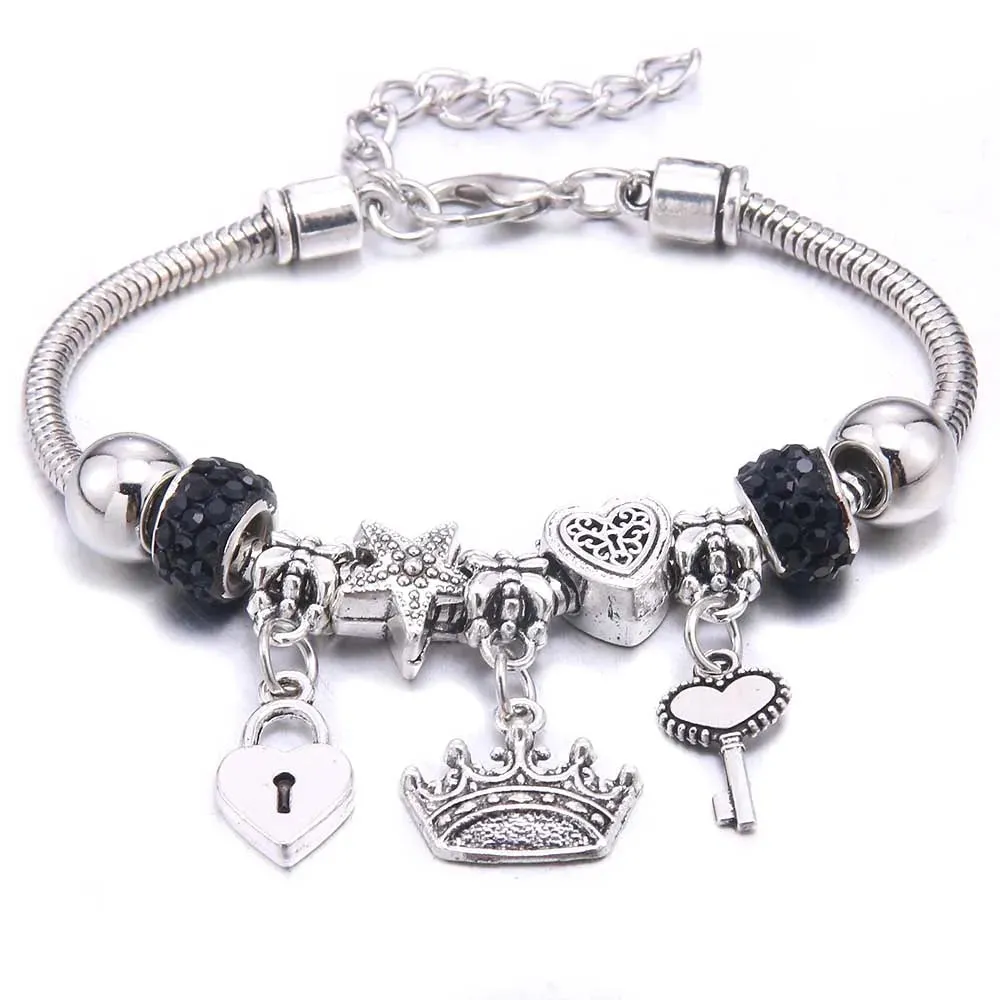 dragonfly owl Shape Crystal Charm Bracelets Beads Bracelet Women DIY Beads Brand Bracelets & Bangles Jewelry Gift