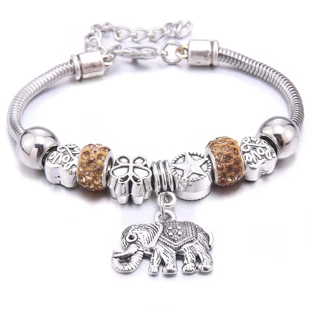 dragonfly owl Shape Crystal Charm Bracelets Beads Bracelet Women DIY Beads Brand Bracelets & Bangles Jewelry Gift