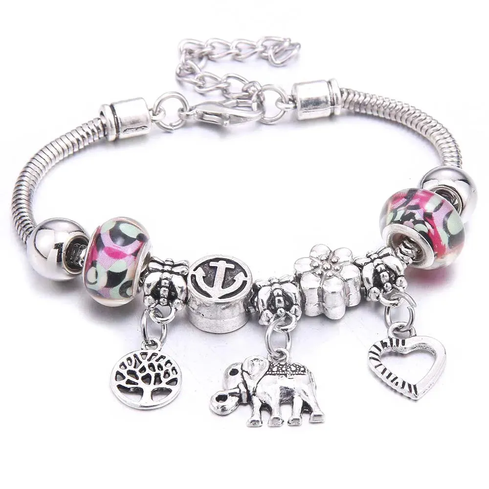 dragonfly owl Shape Crystal Charm Bracelets Beads Bracelet Women DIY Beads Brand Bracelets & Bangles Jewelry Gift