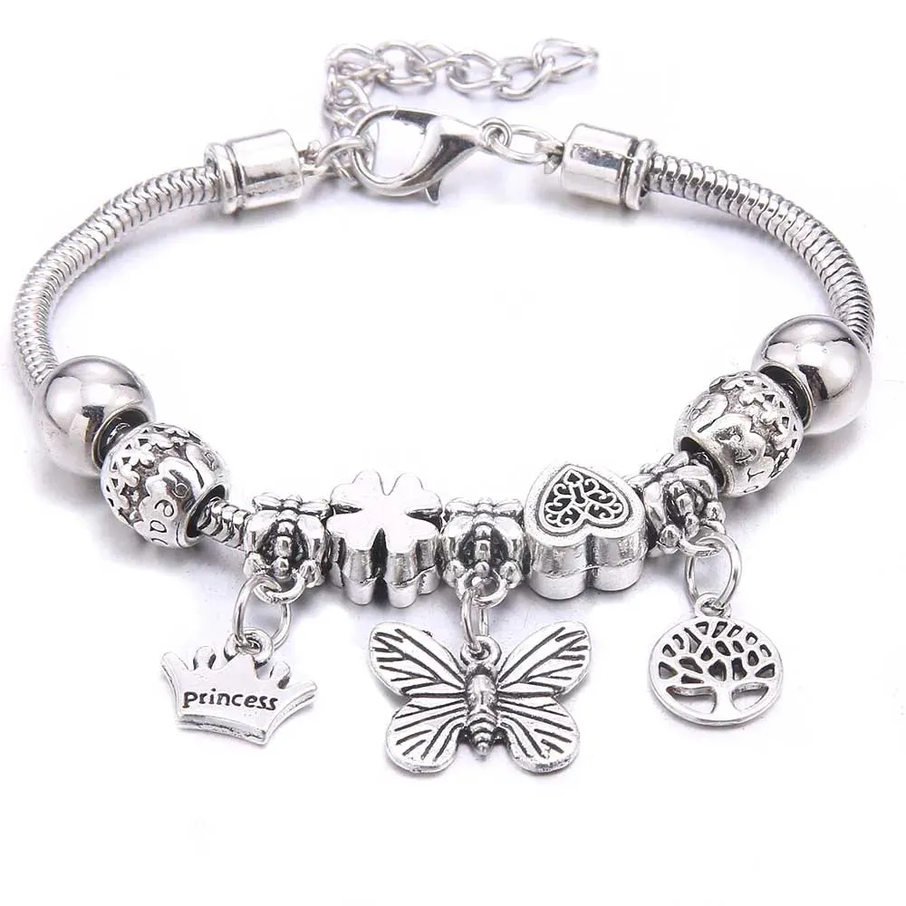 dragonfly owl Shape Crystal Charm Bracelets Beads Bracelet Women DIY Beads Brand Bracelets & Bangles Jewelry Gift