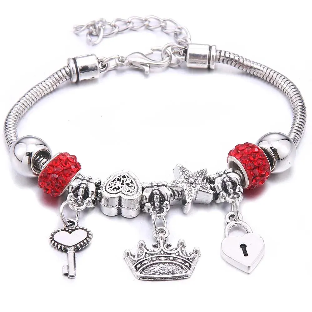 dragonfly owl Shape Crystal Charm Bracelets Beads Bracelet Women DIY Beads Brand Bracelets & Bangles Jewelry Gift