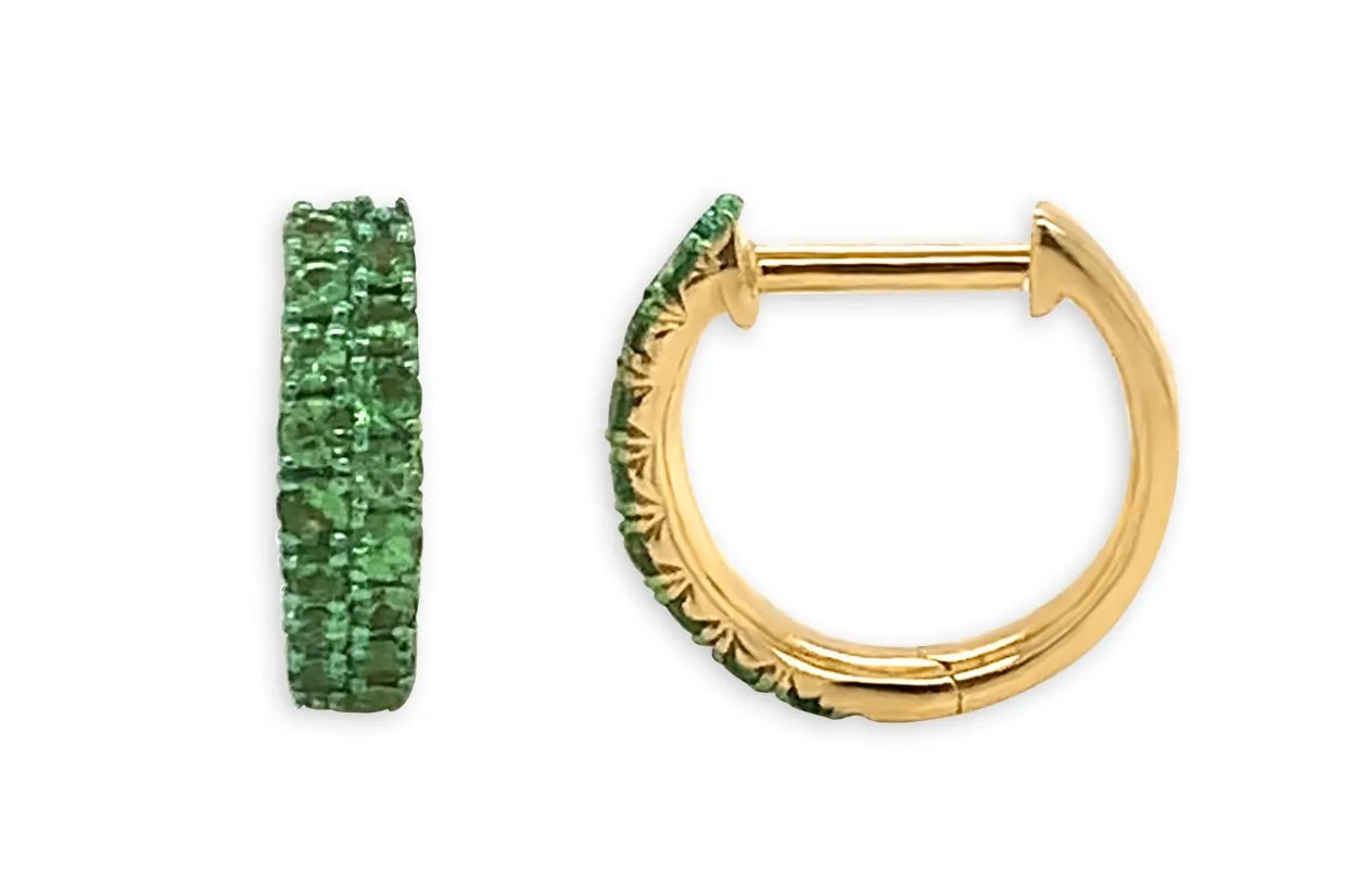Earrings 14kt Gold Double Row Huggies Gemstones & Color Plating