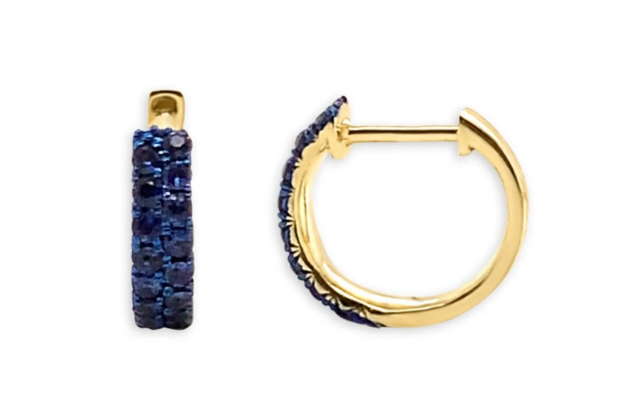 Earrings 14kt Gold Double Row Huggies Gemstones & Color Plating