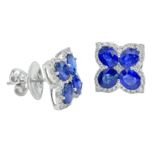 Earrings 14KW/5.1G 8SAP-3.5CT 72RD-0.48CT