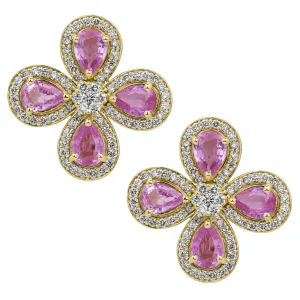 Earrings - Pink Sapphire And Diamond
