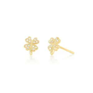 EF Collection Single Stud 14K Diamond Clover Earring