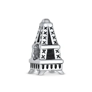 Eiffel Tower Charm Bead in Oxidized Sterling Silver for European Bracelets