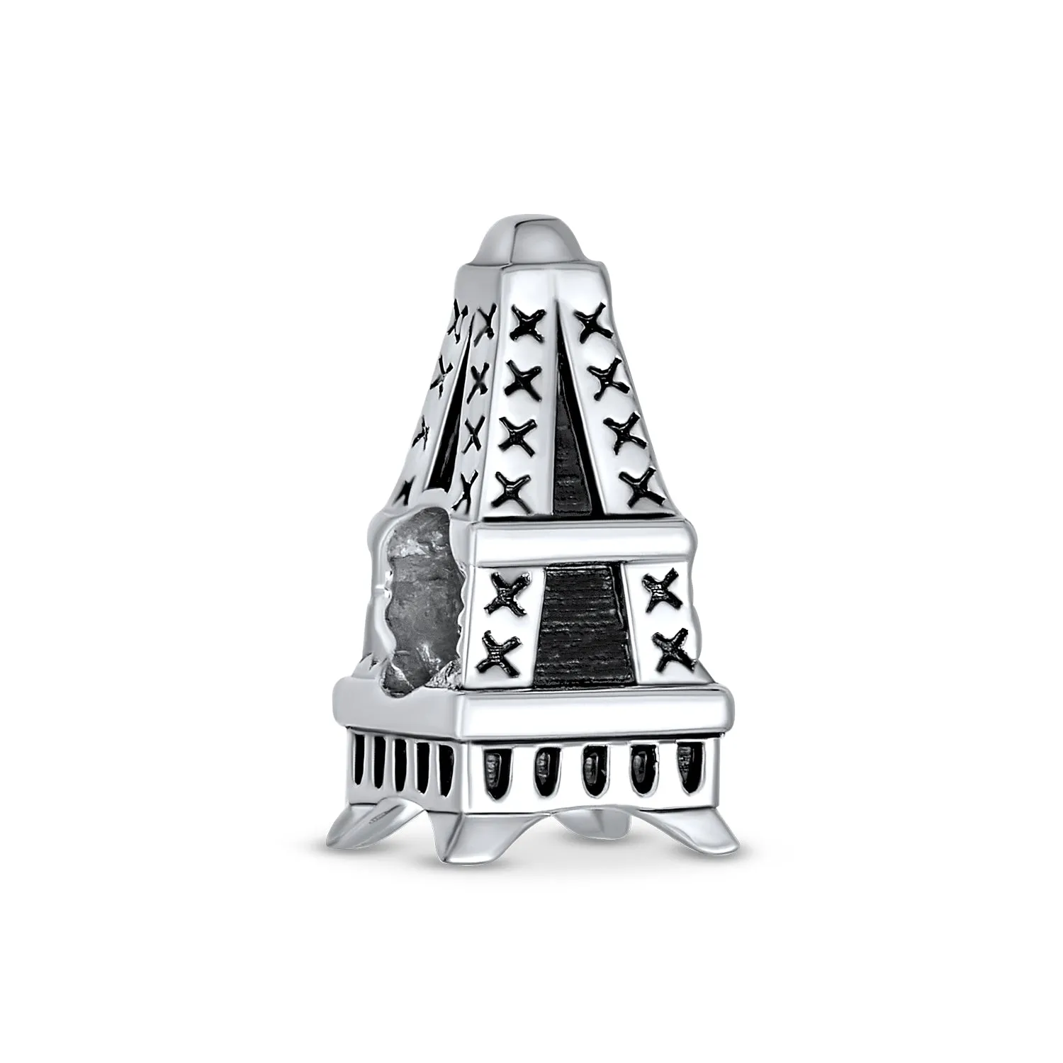 Eiffel Tower Charm Bead in Oxidized Sterling Silver for European Bracelets
