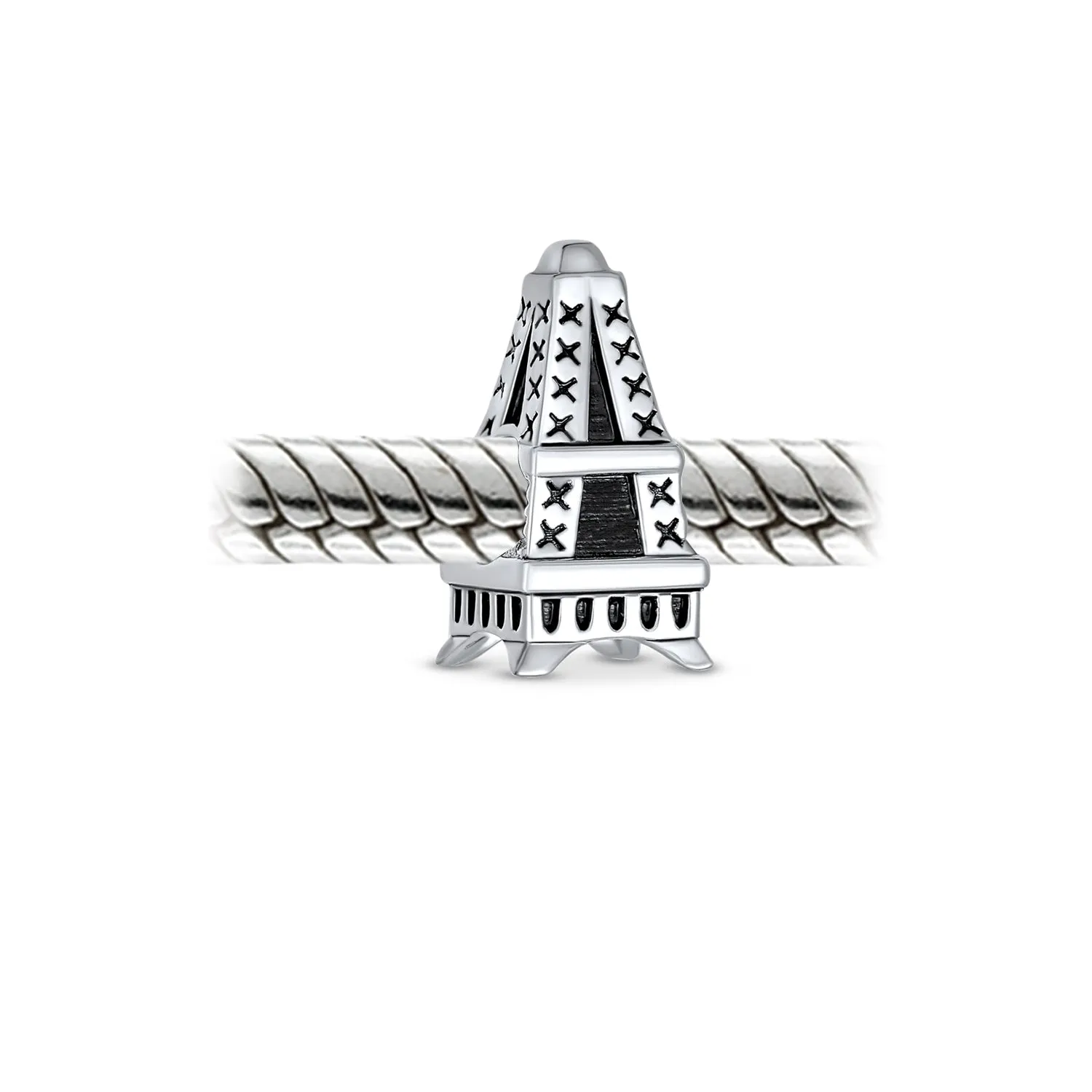 Eiffel Tower Charm Bead in Oxidized Sterling Silver for European Bracelets