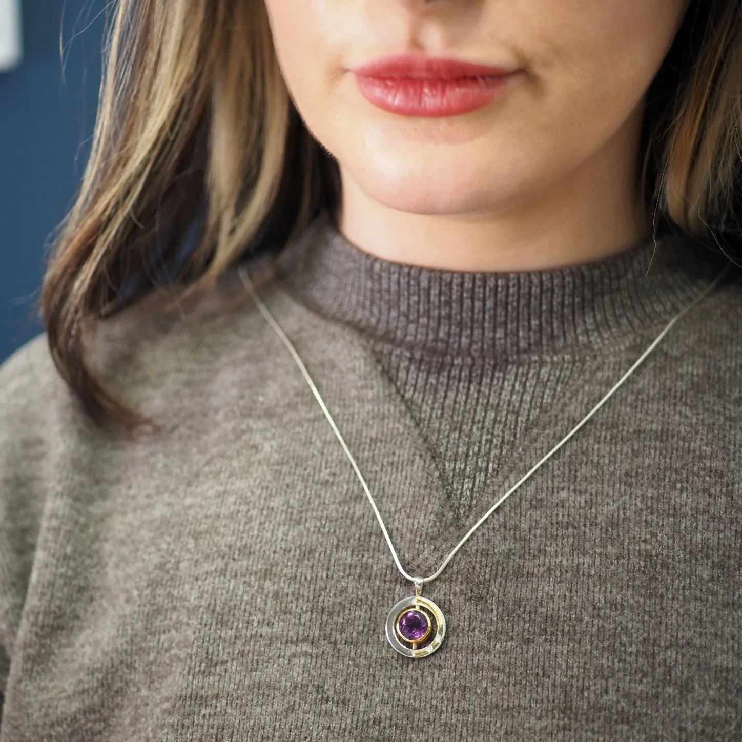 Elodie Pendant in silver gold & various gemstones