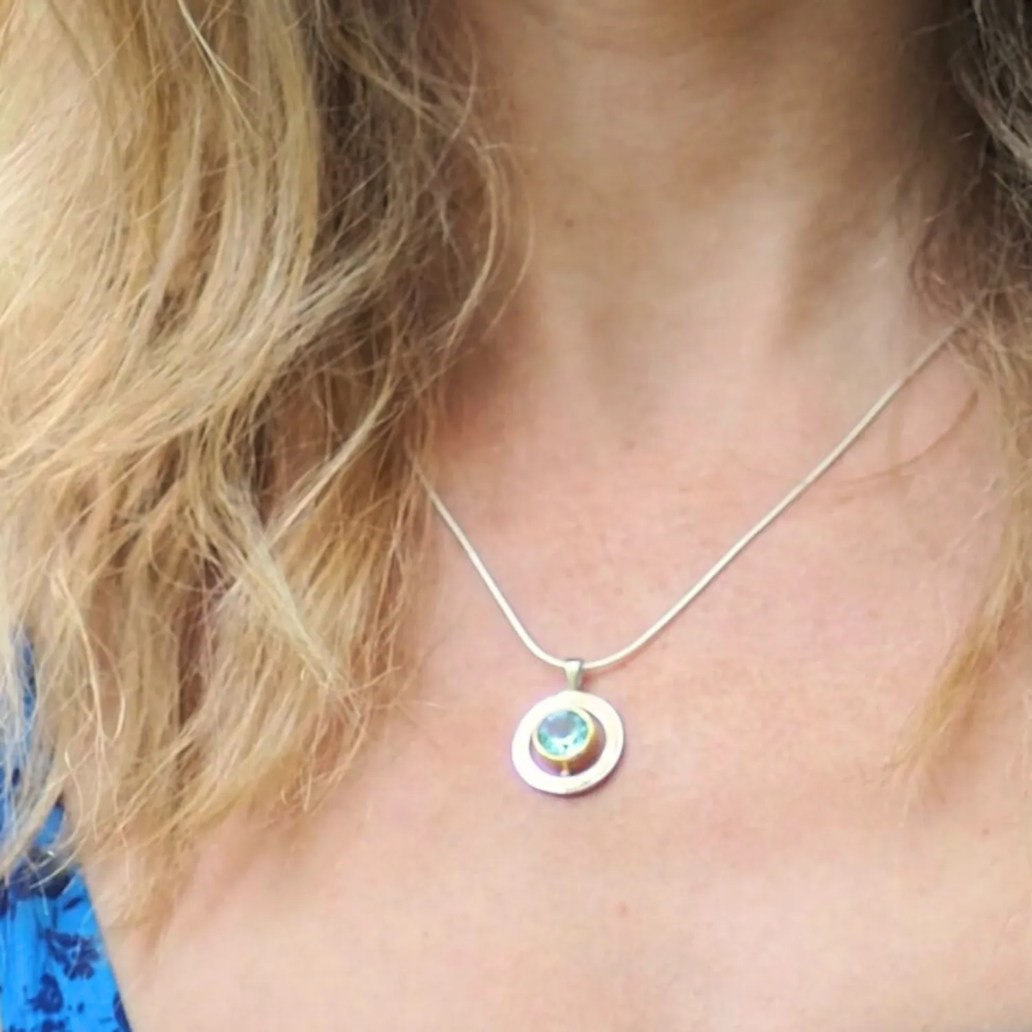 Elodie Pendant in silver gold & various gemstones
