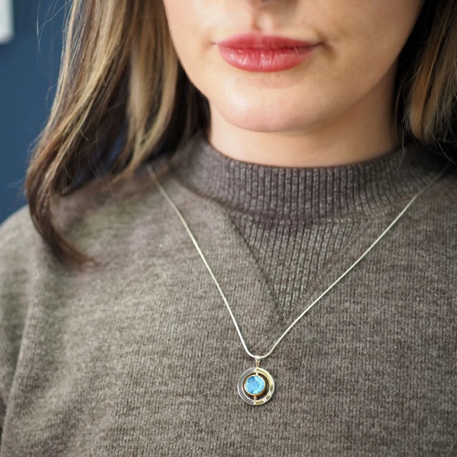 Elodie Pendant in silver gold & various gemstones