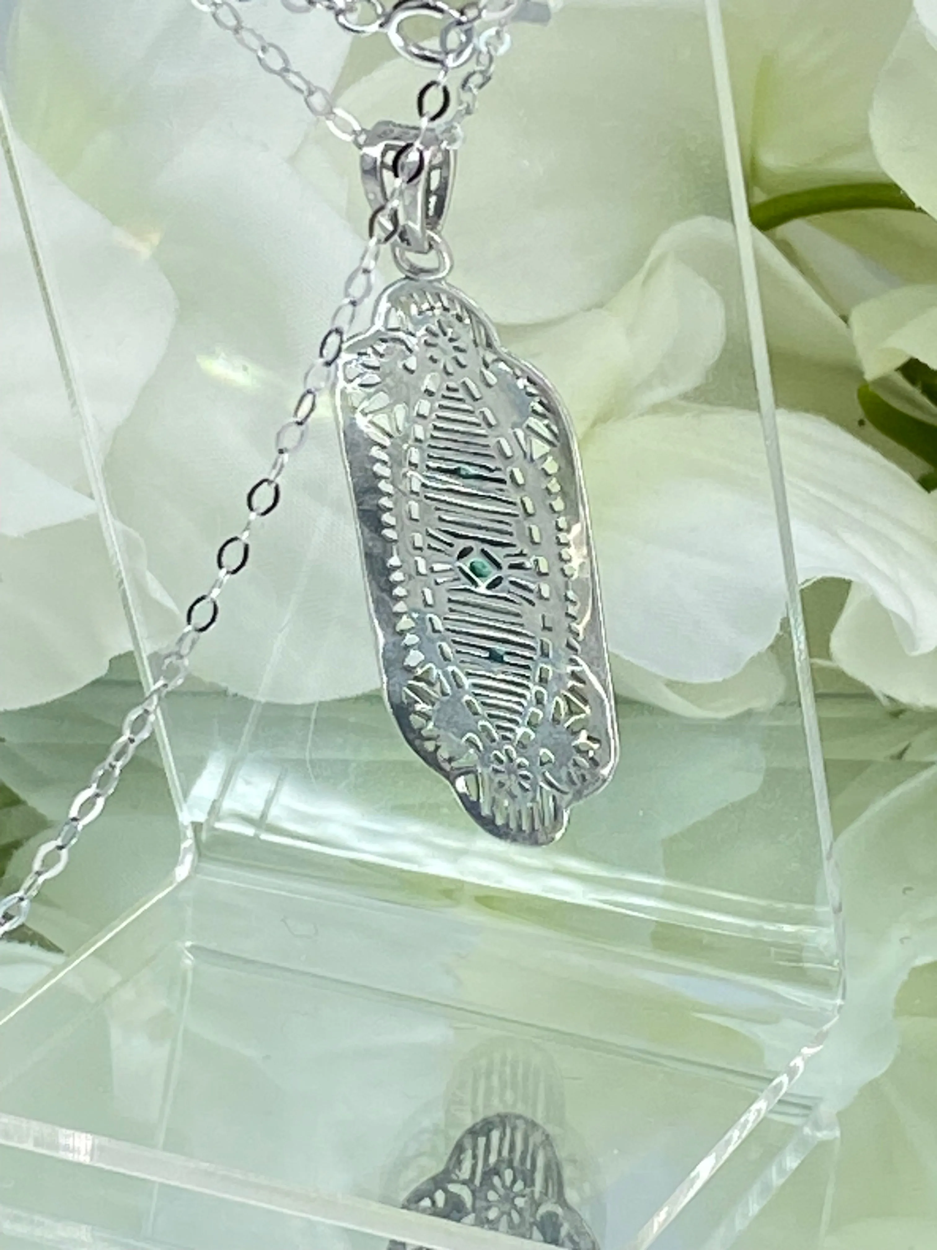 Emerald Angel Wing Pendant Necklace, Simulated or Natural Gemstones, Vintage Revival Jewelry #P359