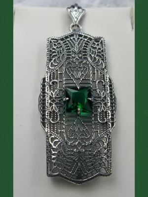 Emerald Pendant, Art Deco Necklace #P26