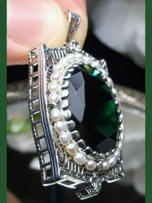 Emerald Pendant, Victorian Revival Jewelry #P55