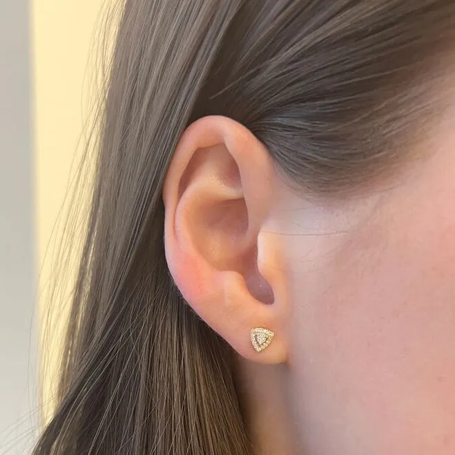 Emily Sarah Halo Diamond Studs in Yellow Gold