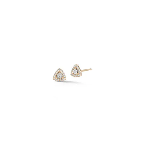 Emily Sarah Halo Diamond Studs in Yellow Gold