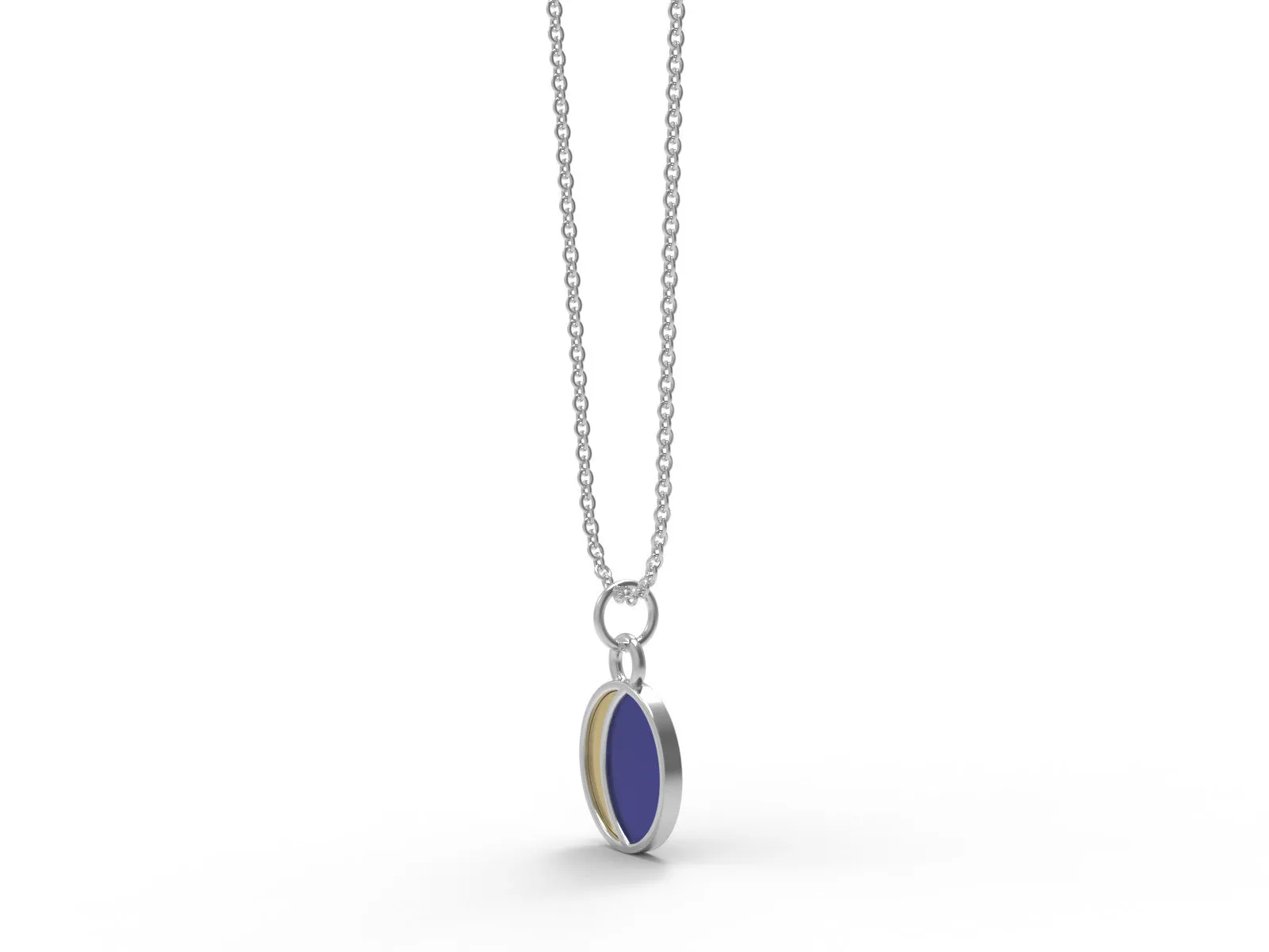 Enamel Necklace Gold Half Moon 925 Sterling Silver Circle Pendant Necklace For Women Jewelry