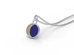 Enamel Necklace Gold Half Moon 925 Sterling Silver Circle Pendant Necklace For Women Jewelry
