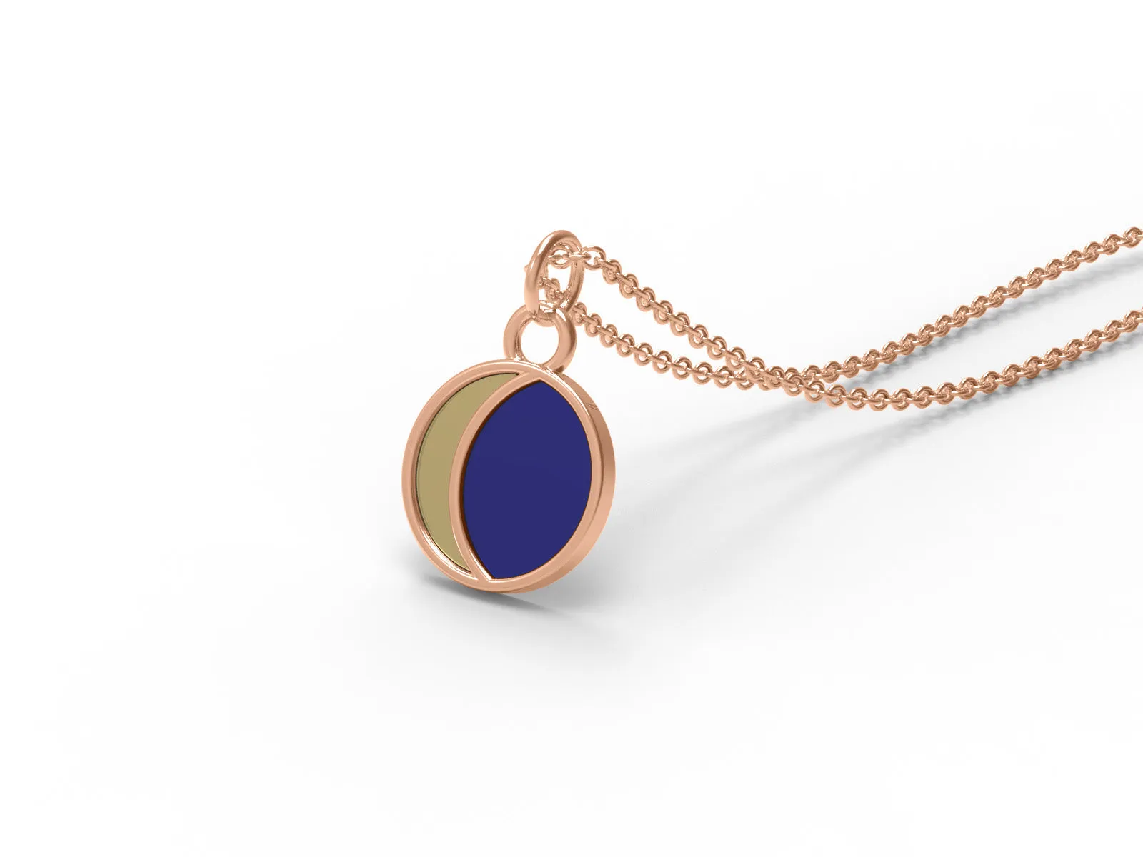 Enamel Necklace Gold Half Moon 925 Sterling Silver Circle Pendant Necklace For Women Jewelry