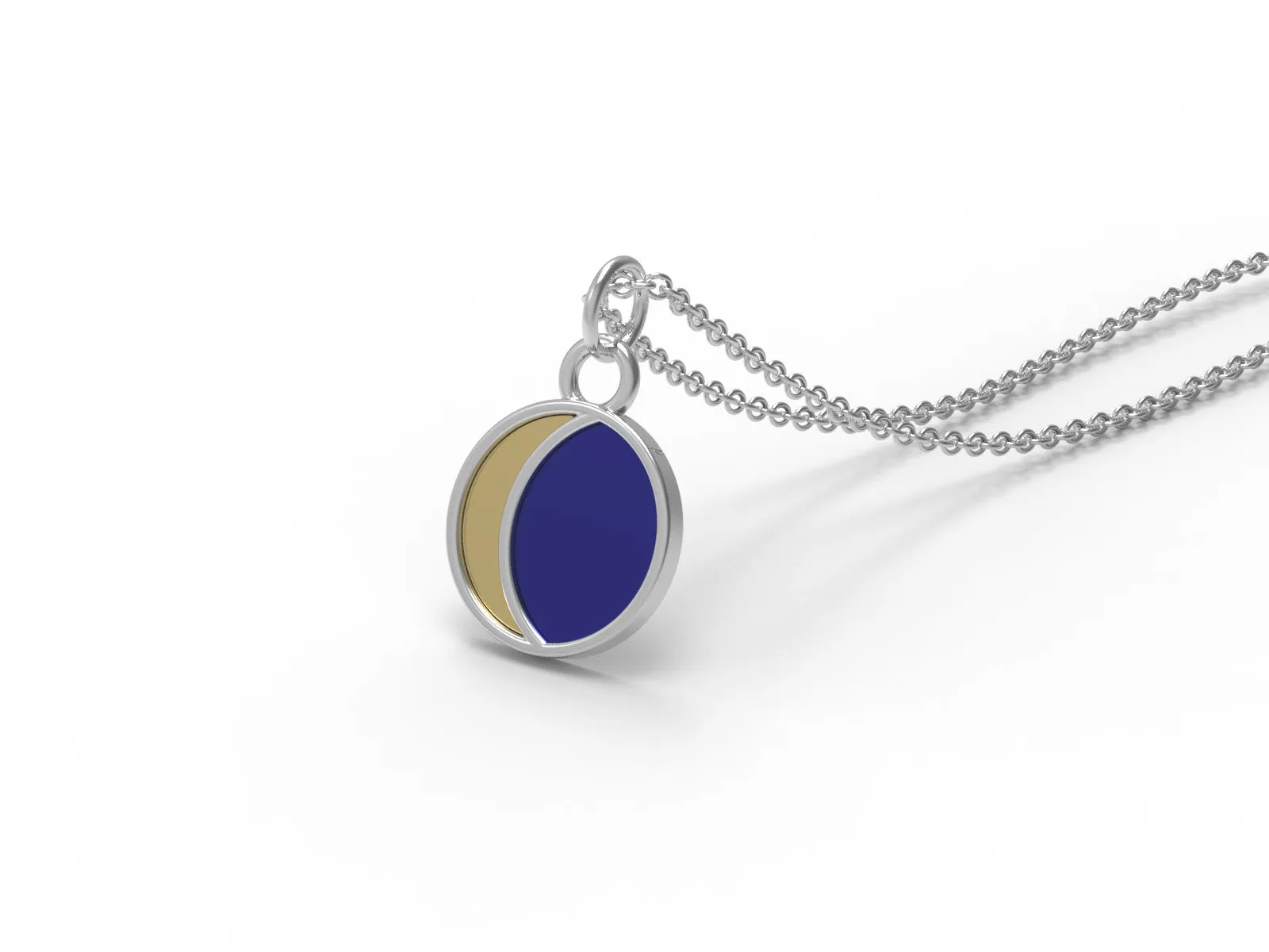 Enamel Necklace Gold Half Moon 925 Sterling Silver Circle Pendant Necklace For Women Jewelry