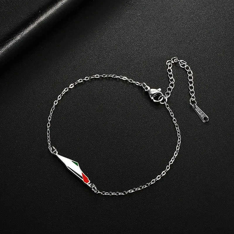 Enamel Palestine Map Charm Bracelet Double Layer Bead Chain For Women Men Gold Color Hand Bracelet Country Geography Jewelry
