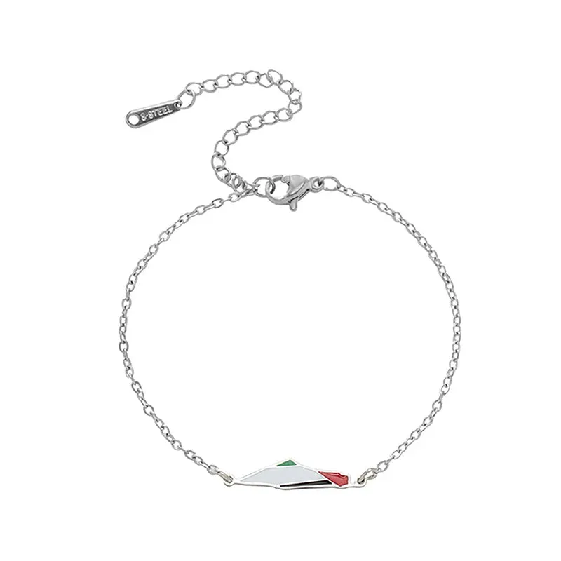Enamel Palestine Map Charm Bracelet Double Layer Bead Chain For Women Men Gold Color Hand Bracelet Country Geography Jewelry