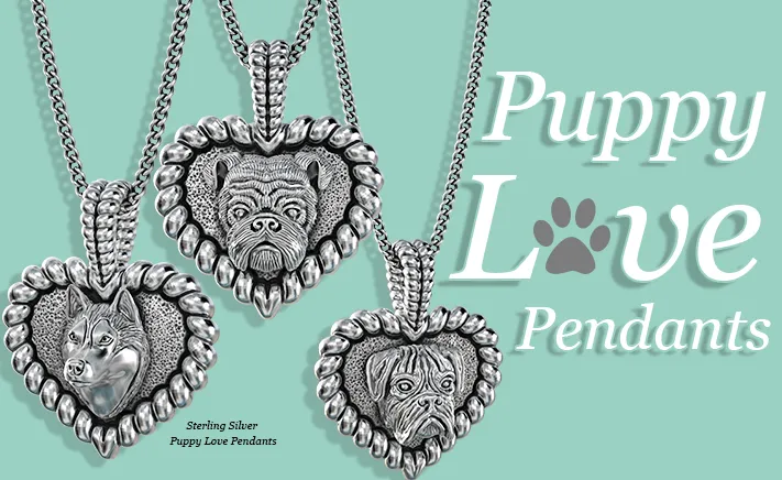 English Bulldog Puppy Love Heart Pendant