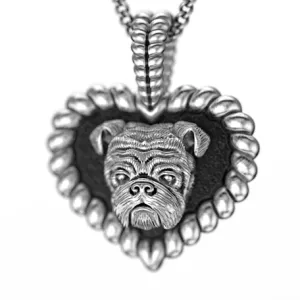 English Bulldog Puppy Love Heart Pendant
