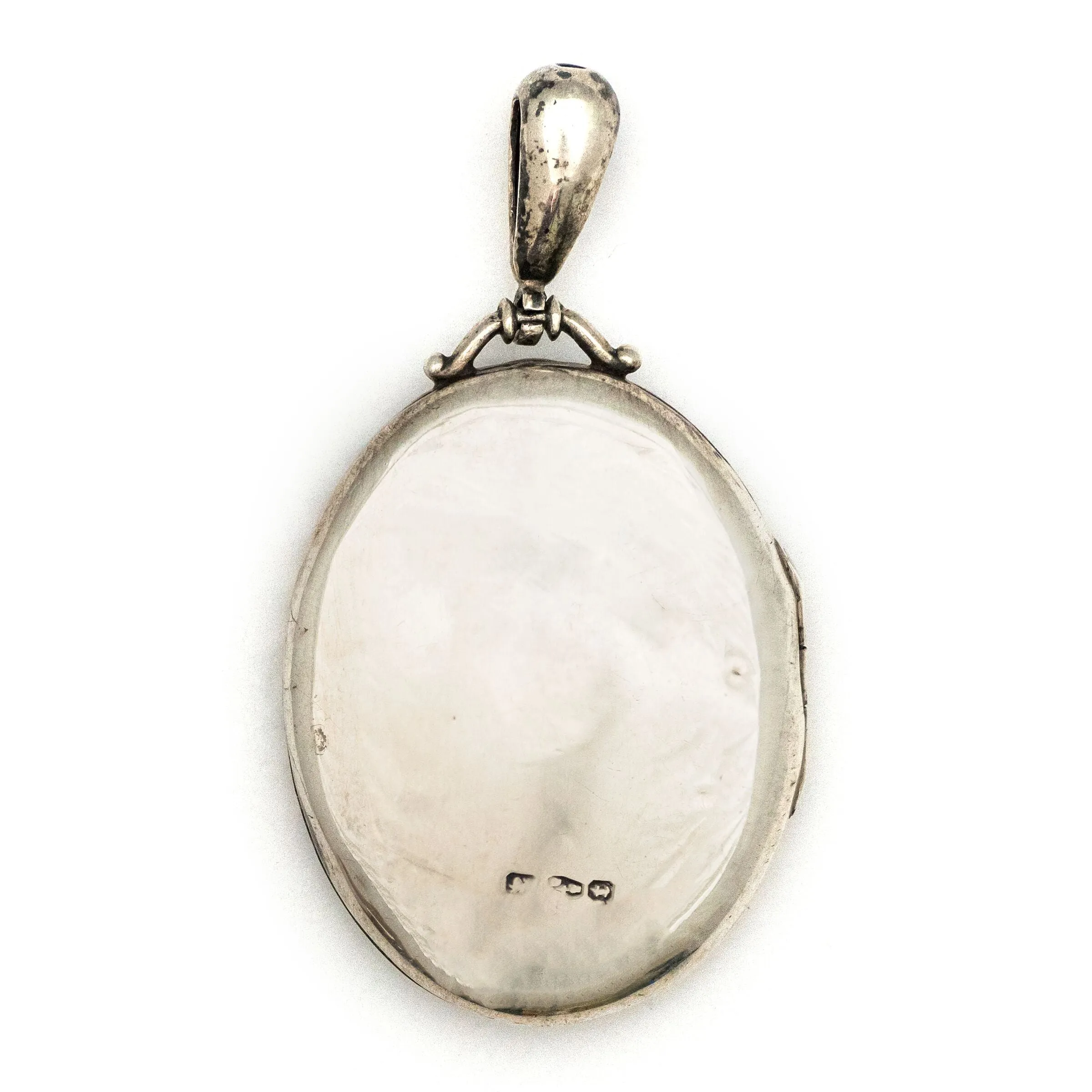 English Victorian Sterling Silver Antique Oval Locket