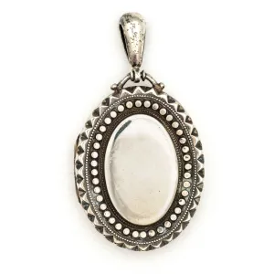 English Victorian Sterling Silver Antique Oval Locket