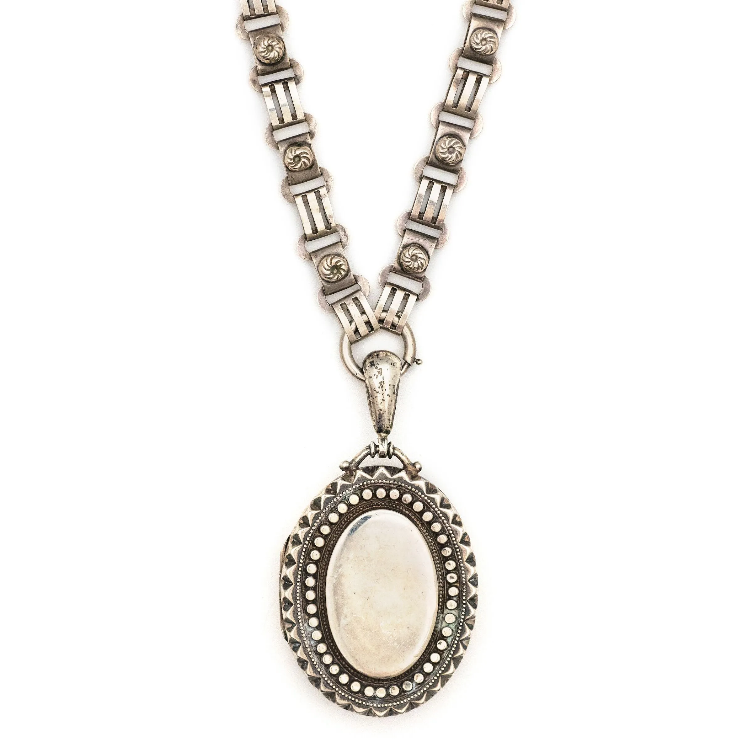 English Victorian Sterling Silver Antique Oval Locket