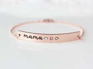 Engraved Birthstone Bracelet: Thick Bar