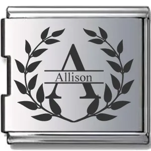 Engraved Monogram Megalink Italian charm, joins 2x 9mm bracelets (Click to personalize)