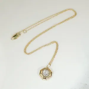 Engraved Two Tone Hexagonal Diamond Pendant