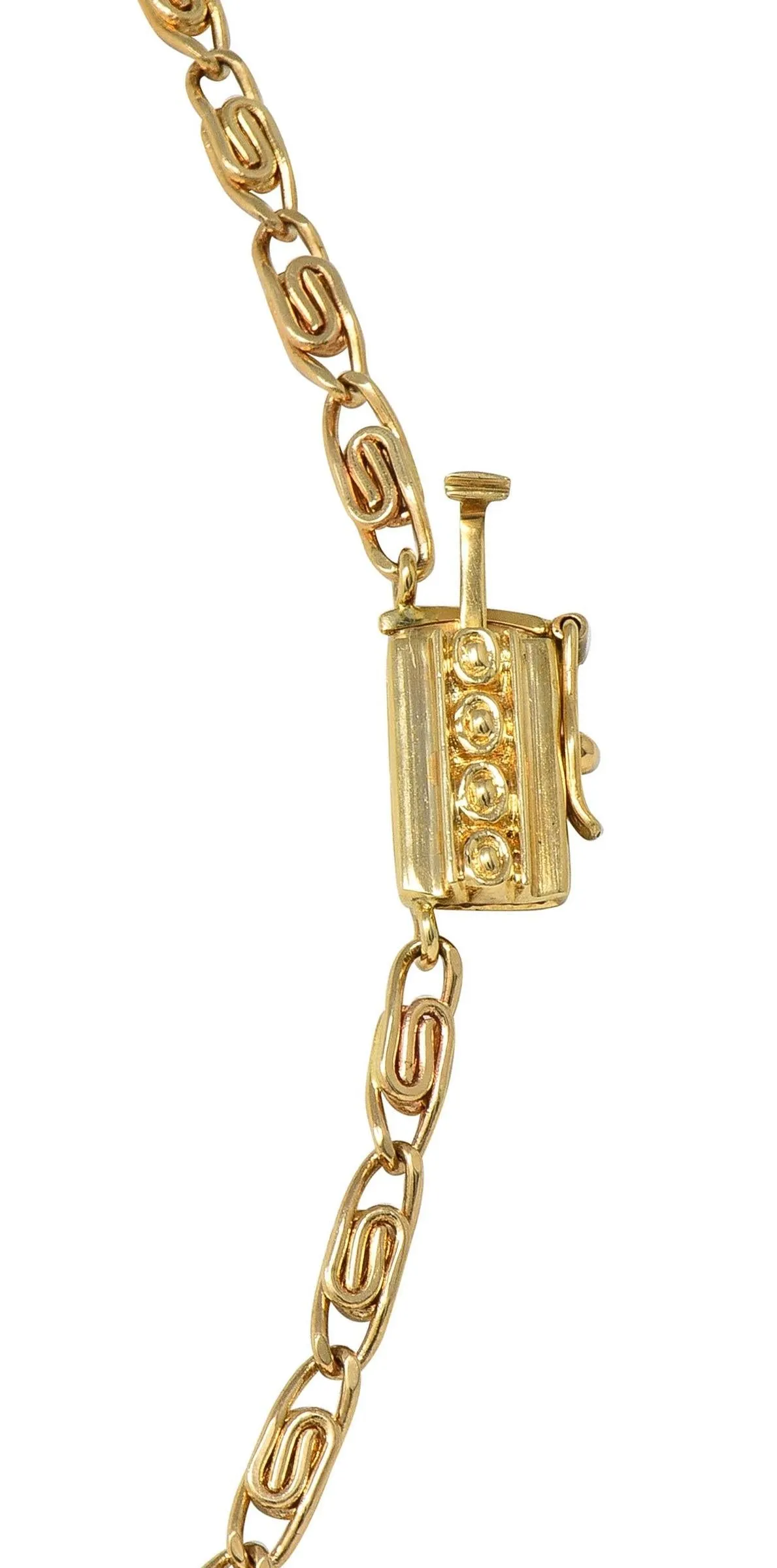 Erté 1970's Diamond Onyx Mother-Of-Pearl 14K Gold Vintage Aventurine Sautoir Necklace