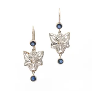 Estate Collection Art Deco Diamond & Sapphire Earrings
