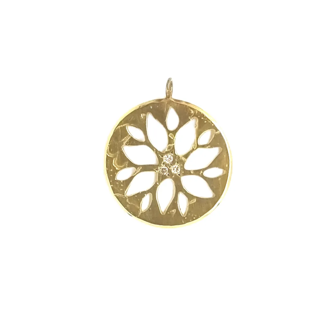 Estate Diamond Gold Circle Pendant