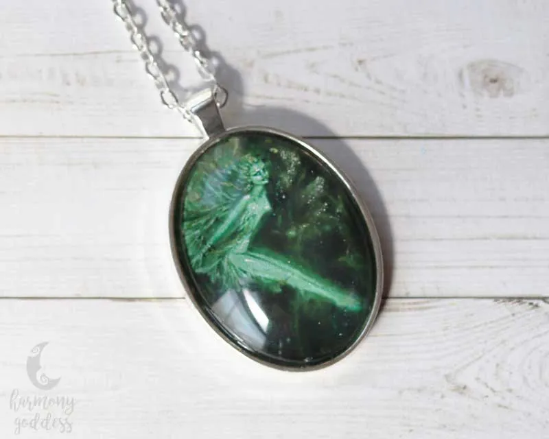 Faerie of The Green Pagan Fantasy Silver Necklace