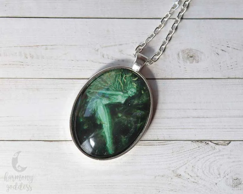 Faerie of The Green Pagan Fantasy Silver Necklace