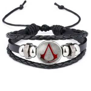 Fashion Assassins Creed Bracelet Time Gem Glass Weaving Leather Bangle Lace-up Generous Simple Jewelry Cute Gifts for Children